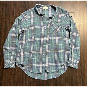 Cloth & Stone Shirt Womens M Button Up Blouse Top Plaid Soft Flannel Preppy